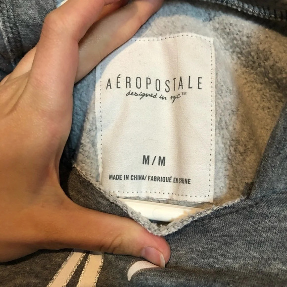 Aeropostale Medium Grey Hoodie Sweatshirt - Picture 2 of 3